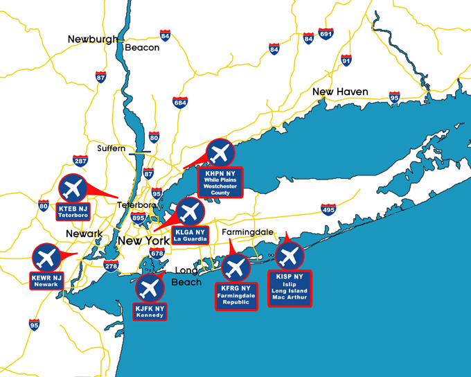 Map New York Airports 
